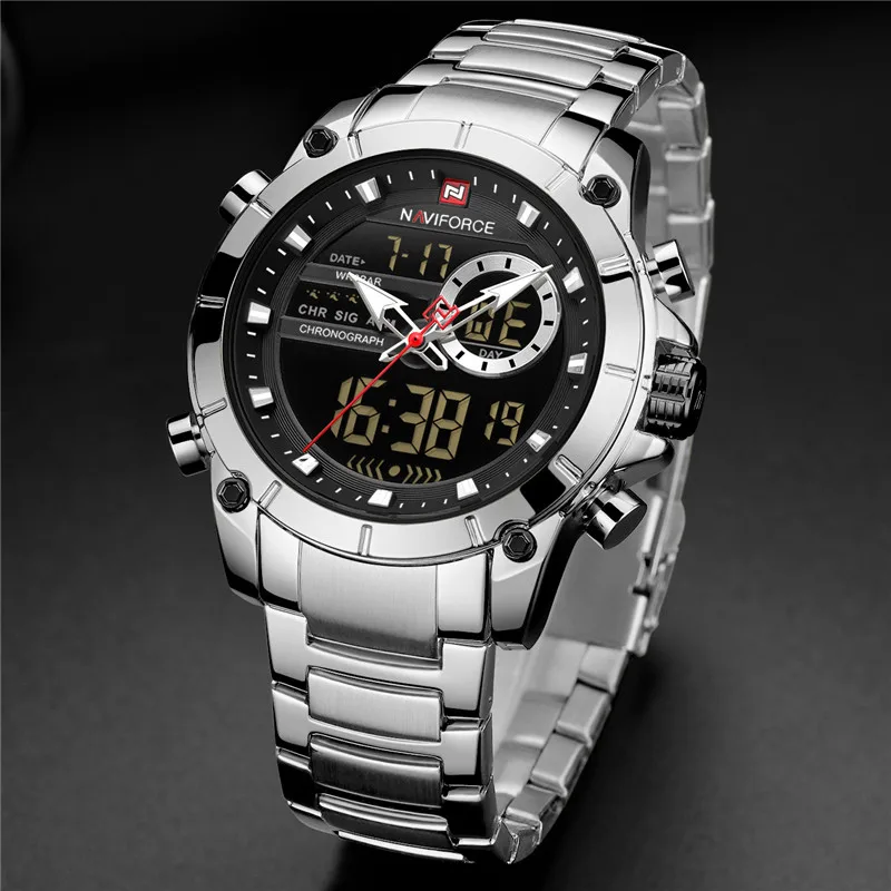 Naviforce 9163 CH For Men- Silver