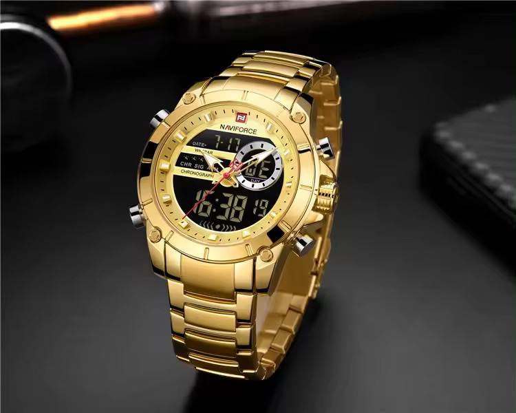 Naviforce 9163 CH For Men- Gold