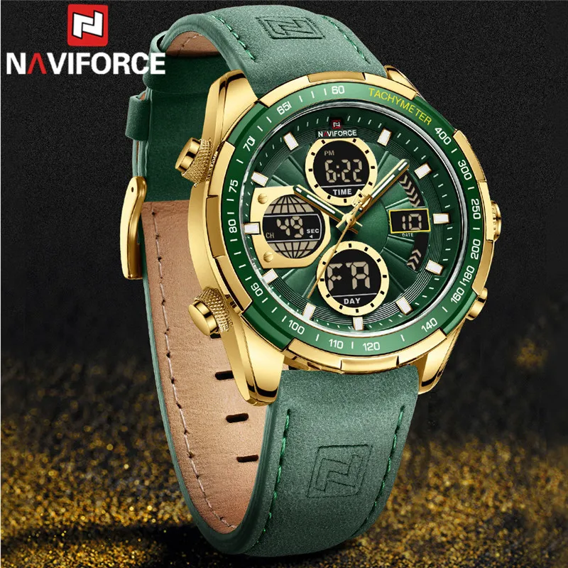 Naviforce 9197 L For Men- Golden Green