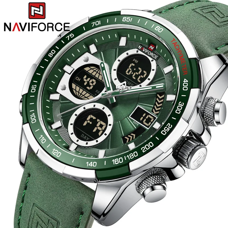 Naviforce 9197 L For Men- Silver Green